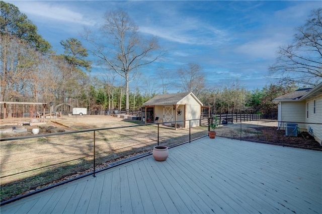 deck featuring an outbuilding