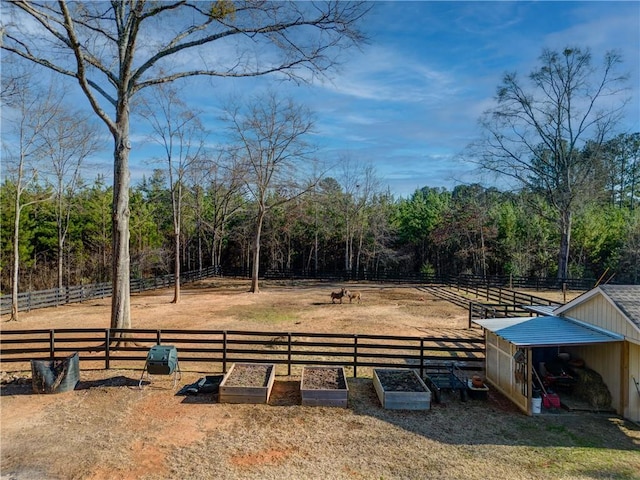 view of yard with a rural view