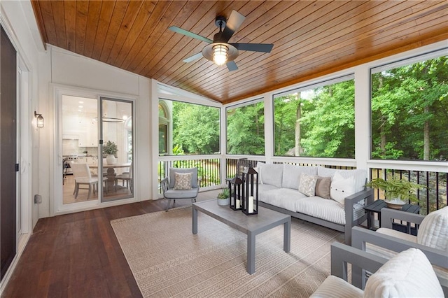 510 Northland Ridge Ct, Sandy Springs, GA 30342 - sunroom with a ceiling fan, an outdoor hangout area, healthy amount of natural light, and lofted ceiling