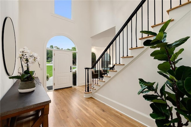 510 Northland Ridge Ct, Sandy Springs, GA 30342 - foyer with plenty of natural light, a towering ceiling, wood finished floors, and stairs