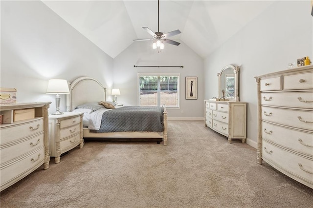 4650 Brighton View Trl, Cumming, GA 30040 - bedroom featuring baseboards, a ceiling fan, vaulted ceiling, and light carpet