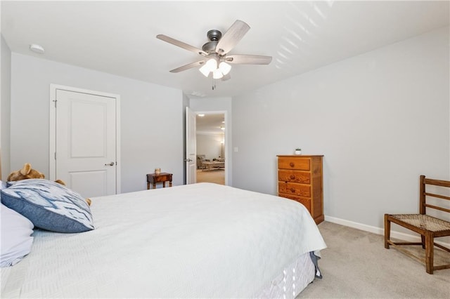 4650 Brighton View Trl, Cumming, GA 30040 - bedroom with baseboards, a ceiling fan, and light colored carpet