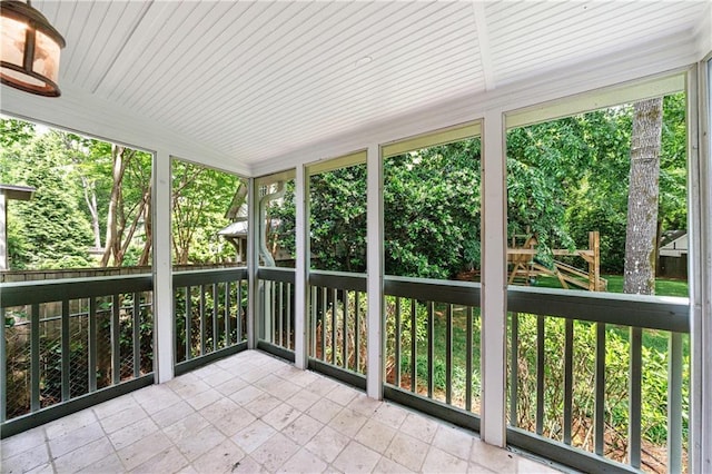 view of unfurnished sunroom