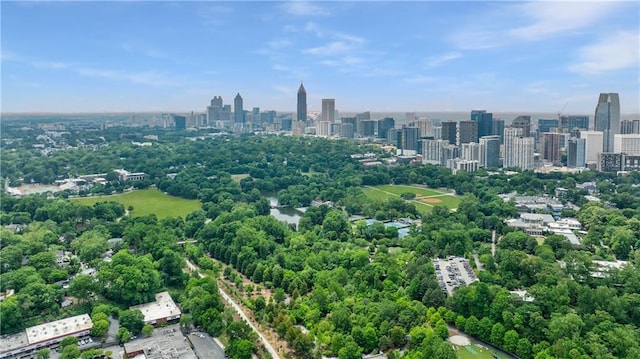 aerial view with a city view