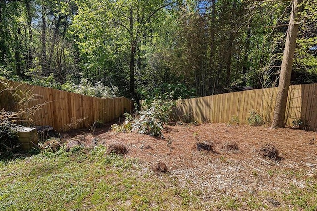 view of yard featuring a fenced backyard