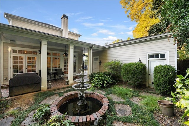 61 Alden Ave NW, Atlanta, GA 30309 - view of yard featuring french doors, a patio area, and ceiling fan