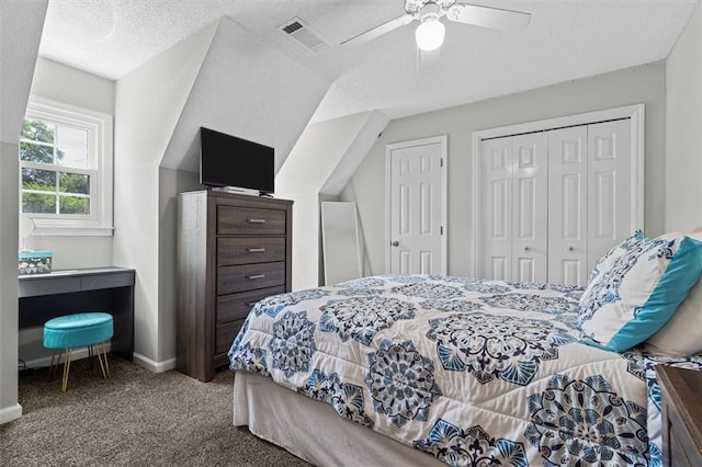 4381 Laurian Dr NW, Kennesaw, GA 30144 - carpeted bedroom featuring a ceiling fan, a textured ceiling, baseboards, and a closet