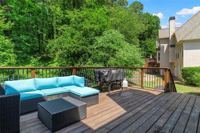 4381 Laurian Dr NW, Kennesaw, GA 30144 - wooden terrace featuring outdoor lounge area and area for grilling