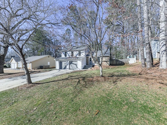 view of yard with a garage