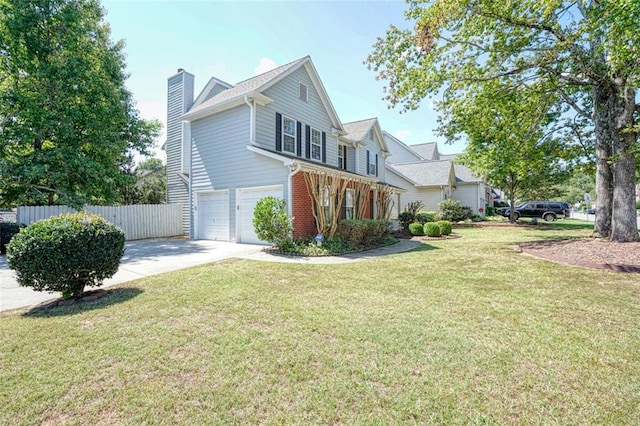 view of side of home featuring a garage and a yard