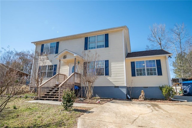 view of front of home featuring crawl space