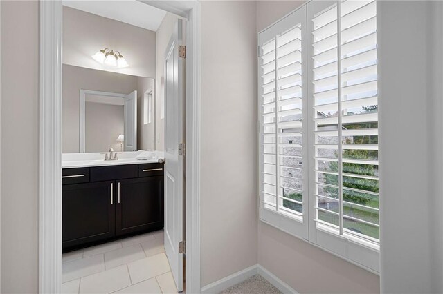 bathroom featuring vanity and tile patterned floors