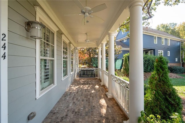 244 Rope Mill Rd, Woodstock, GA 30188 - covered porch featuring a ceiling fan