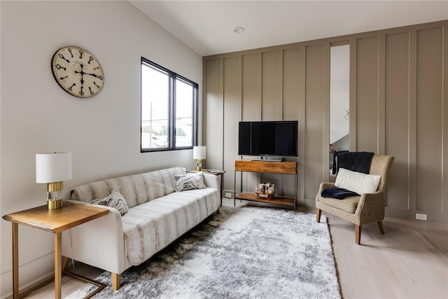 living room with wood finished floors