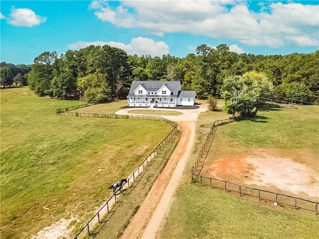 bird's eye view with a rural view