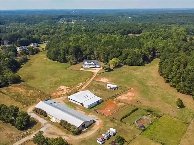 aerial view featuring a rural view