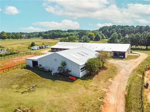 aerial view featuring a rural view