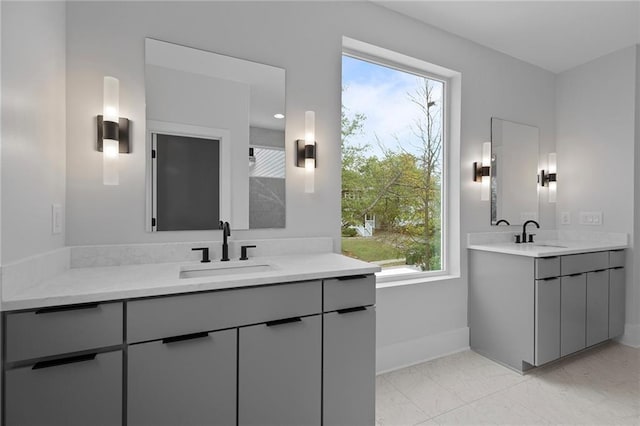 bathroom featuring plenty of natural light and vanity