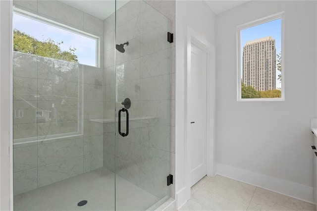 bathroom featuring walk in shower