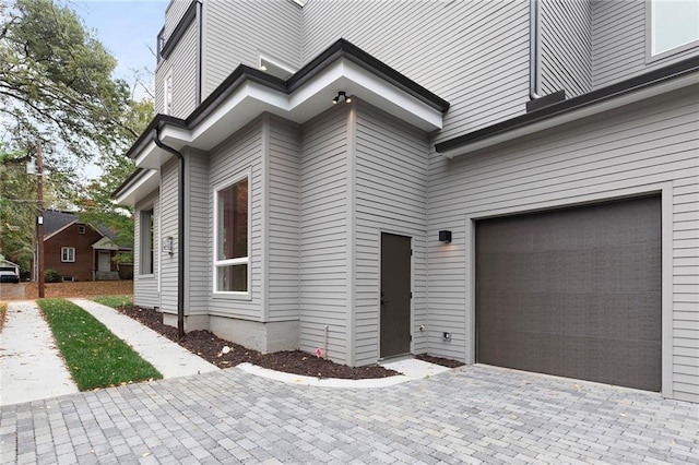 exterior space featuring a garage