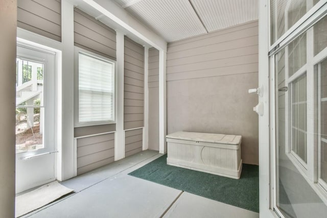 view of unfurnished sunroom