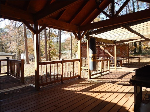 wooden terrace with a gazebo