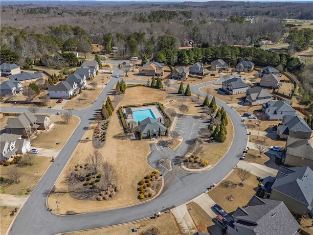 aerial view with a residential view