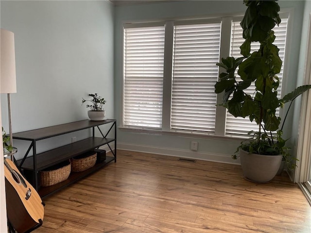 sitting room featuring light hardwood / wood-style floors