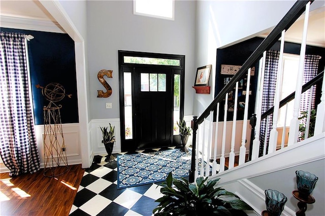 entrance foyer featuring dark wood-type flooring