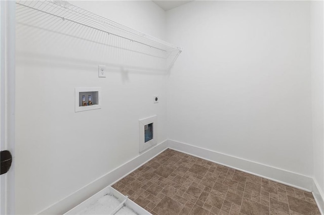 laundry room with hookup for an electric dryer and hookup for a washing machine