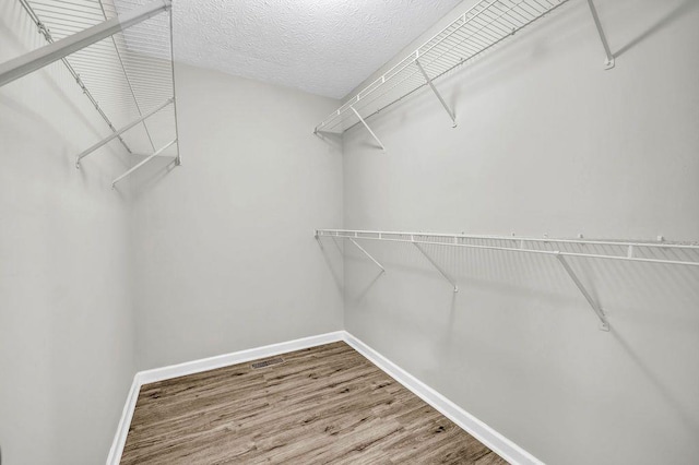 walk in closet featuring visible vents and wood finished floors