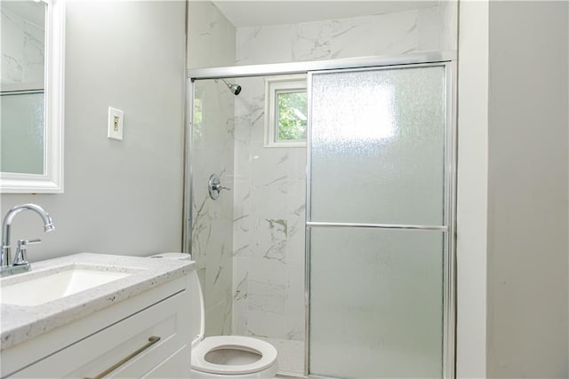 4339 Sasanqua Ct, Tucker, GA 30084 - bathroom with toilet, a marble finish shower, and vanity