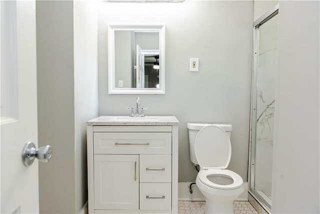4339 Sasanqua Ct, Tucker, GA 30084 - bathroom featuring toilet, vanity, a shower, and tile patterned flooring
