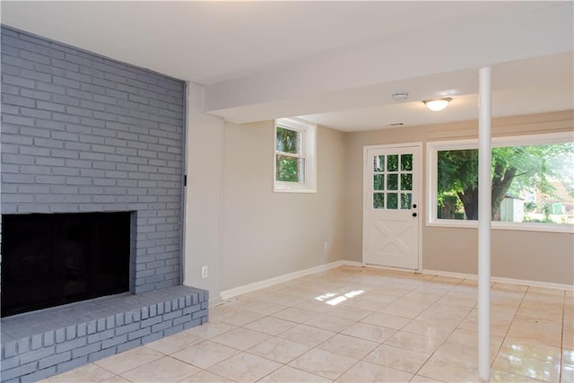 4339 Sasanqua Ct, Tucker, GA 30084 - unfurnished living room featuring light tile patterned flooring, baseboards, and a fireplace