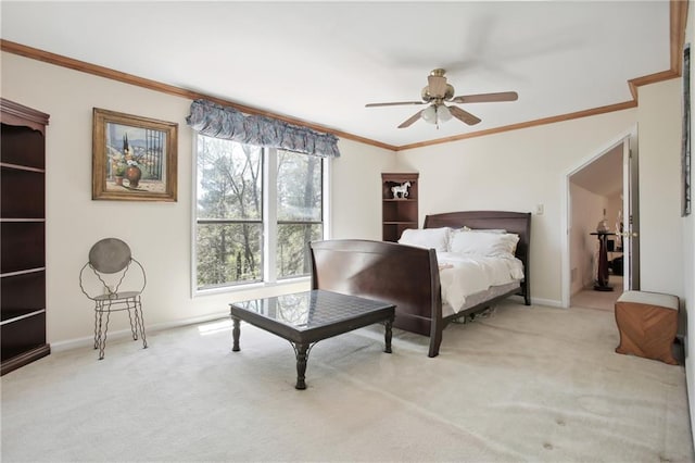 8145 Stone Hill Rd, Cumming, GA 30028 - bedroom featuring crown molding, baseboards, carpet flooring, and ceiling fan