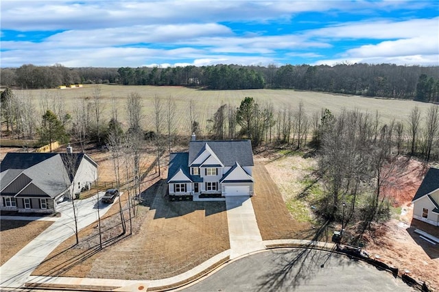 bird's eye view with a rural view