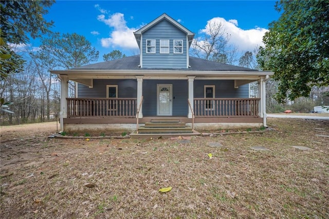 view of front of home featuring covered porch