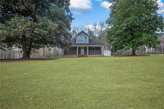 exterior space featuring a porch and fence