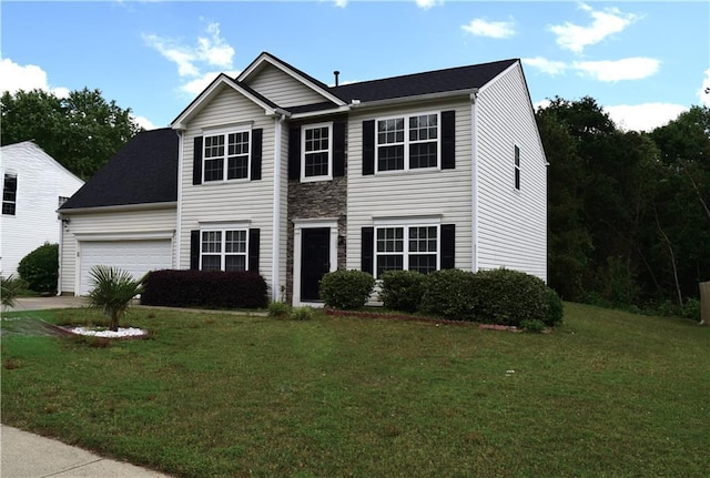 1371 Blazing Star Rd, Lawrenceville, GA 30045 - view of front of property with a garage, a front yard, and driveway