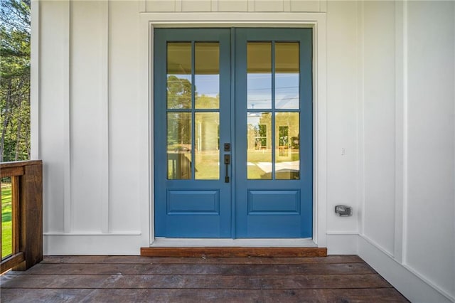 view of exterior entry with french doors