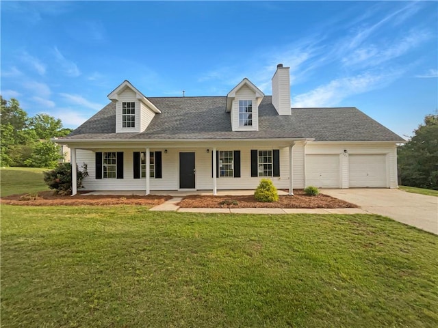 727 Overlook Crst, Monroe, GA 30655 - cape cod-style house featuring concrete driveway, a garage, a front lawn, and covered porch