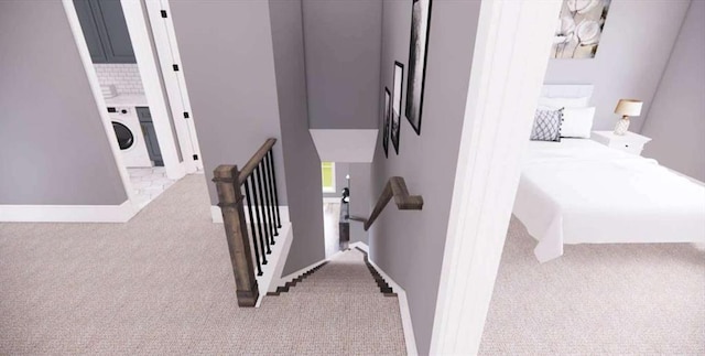 0 Wynn Dr, Carrollton, GA 30117 - staircase with carpet, washer / clothes dryer, and baseboards