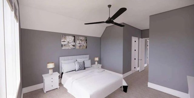 0 Wynn Dr, Carrollton, GA 30117 - bedroom with carpet floors, vaulted ceiling, baseboards, and a ceiling fan
