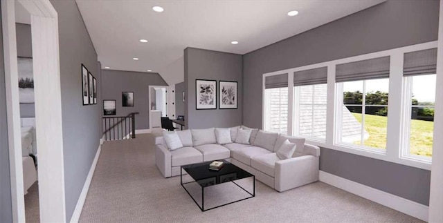 0 Wynn Dr, Carrollton, GA 30117 - living area featuring light carpet, baseboards, and recessed lighting