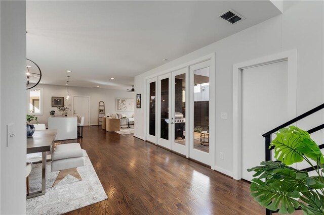 205 Wilbur Ave SE Unit A, Atlanta, GA 30316 - living area with visible vents, french doors, wood finished floors, and recessed lighting
