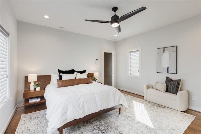205 Wilbur Ave SE Unit A, Atlanta, GA 30316 - bedroom featuring recessed lighting, wood finished floors, a ceiling fan, and baseboards
