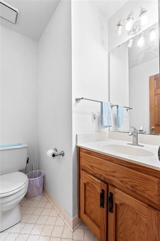 110 The Farm Rd, Mcdonough, GA 30252 - half bath with toilet, baseboards, visible vents, and vanity