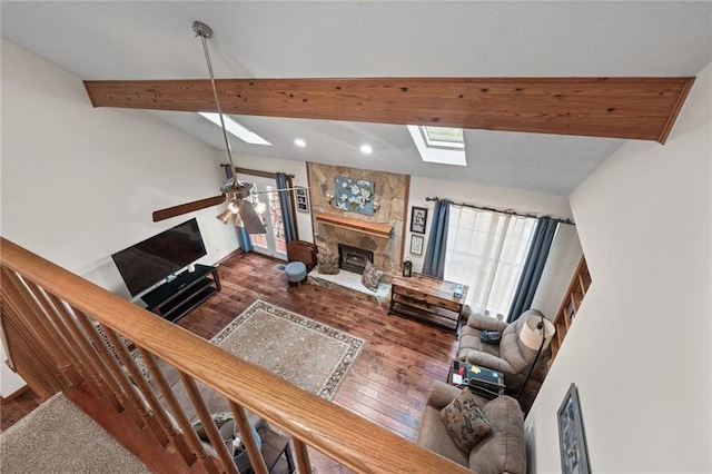 110 The Farm Rd, Mcdonough, GA 30252 - living room featuring a fireplace, a ceiling fan, recessed lighting, and wood finished floors