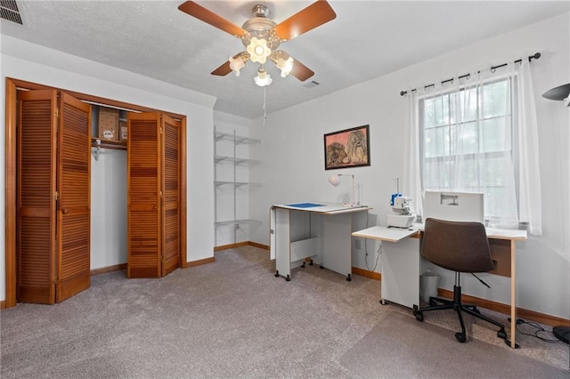 110 The Farm Rd, Mcdonough, GA 30252 - carpeted office space featuring visible vents, baseboards, and ceiling fan