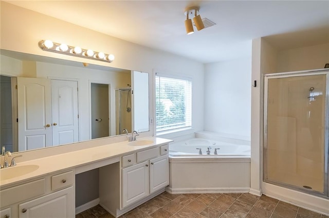 5280 Lakerock Way S, Fulton, GA 30331 - bathroom with a stall shower, double vanity, and a bath